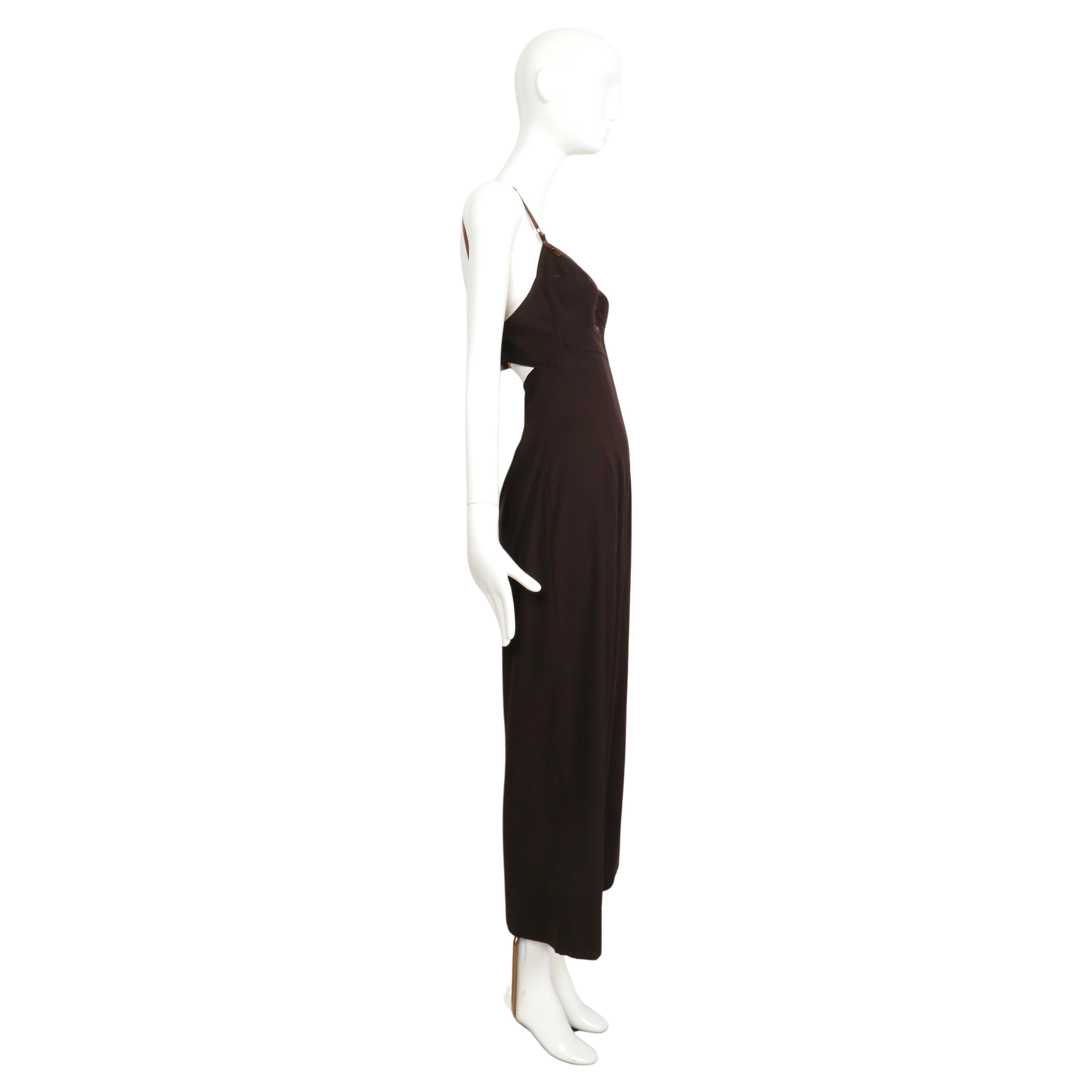 1997 DOLCE & GABBANA espresso brown long dress with bustier bodice For Sale 1