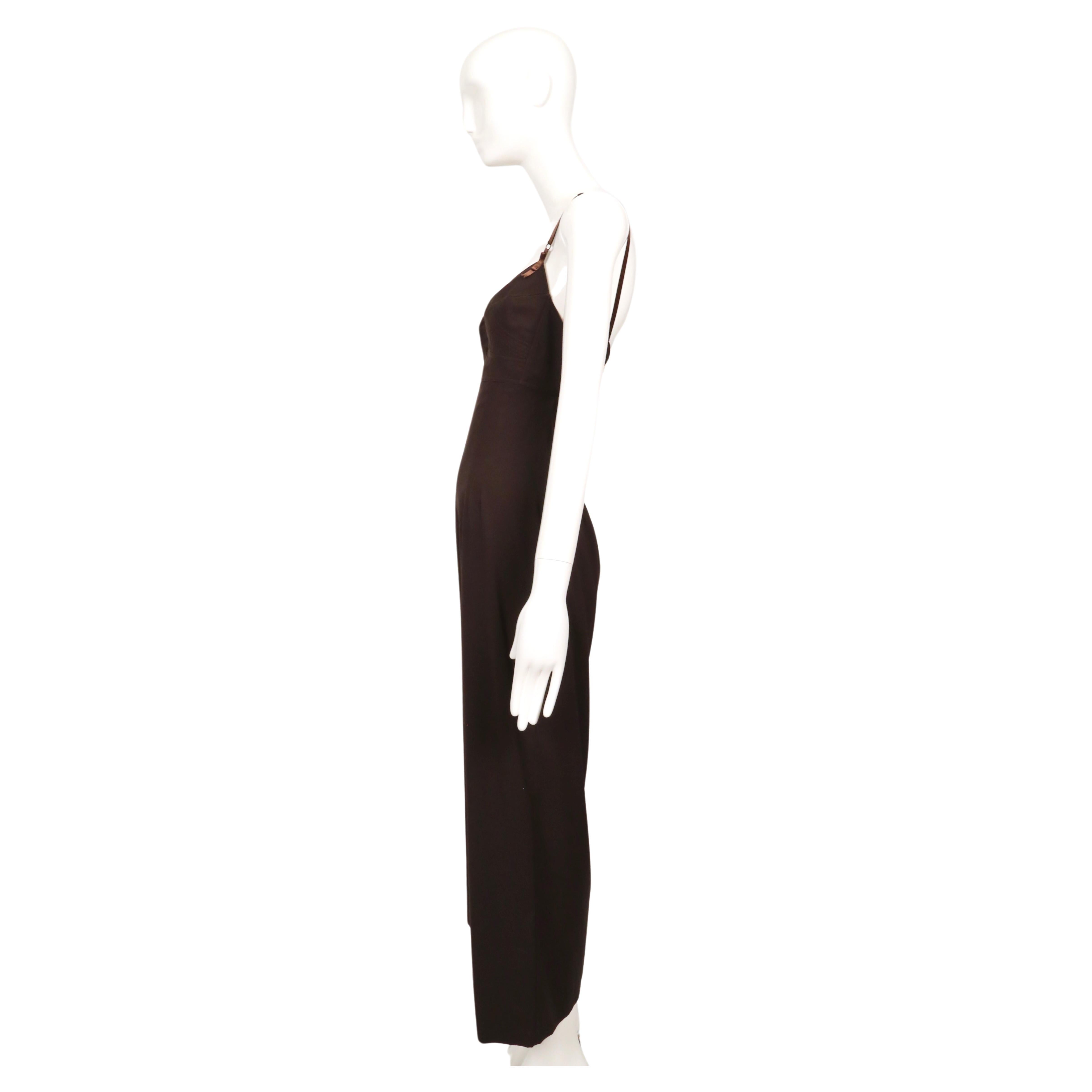 1997 DOLCE & GABBANA espresso brown long dress with bustier bodice For Sale 2