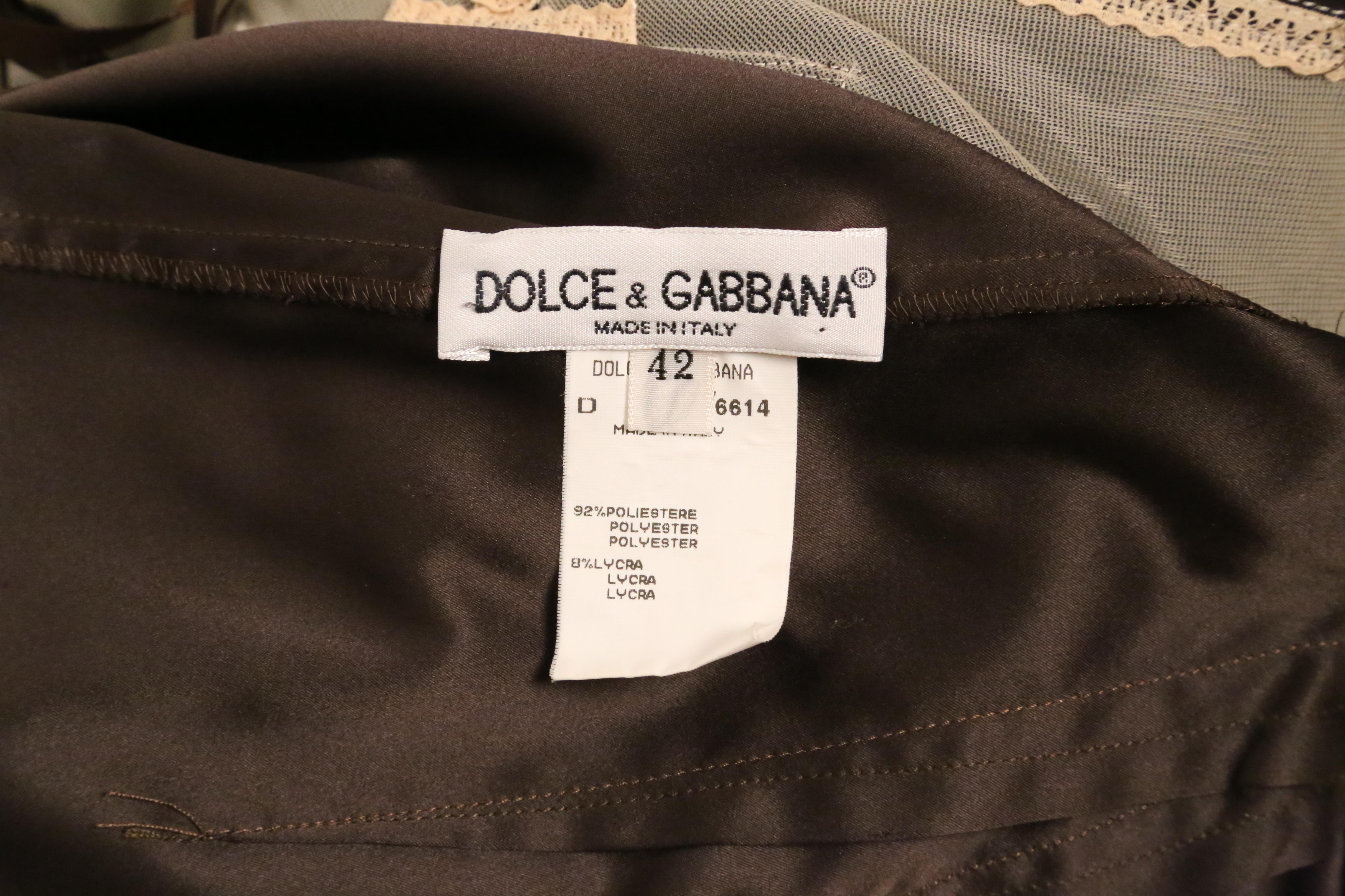 1997 DOLCE & GABBANA espresso brown long dress with bustier bodice For Sale 4