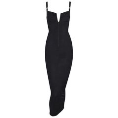 1997 Dolce & Gabbana Pin-Up Black Wiggle Zip Down Dress