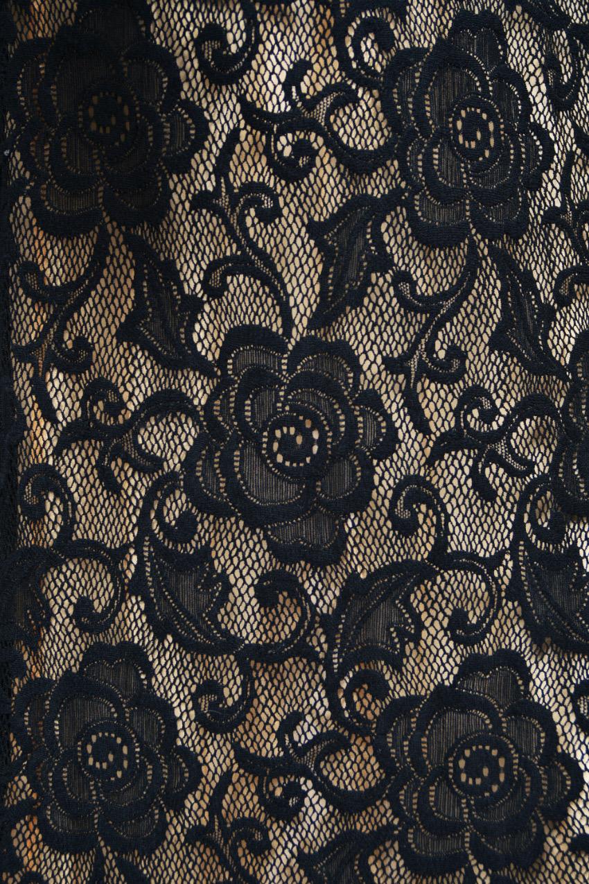1997 Dolce & Gabbana Sheer Black Stretch Lace Built-In Bra Hourglass Slip Gown 10