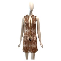1997 Dolce & Gabbana Sheer Gold Knit Mini Dress 