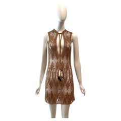 1997 Dolce & Gabbana Durchsichtiges goldenes Strick-Minikleid