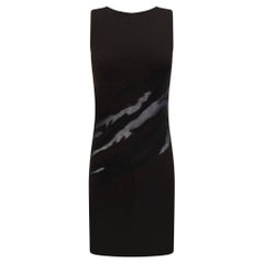 1997 Donna Karan Runway Brown Cashmere Sheer Panel Sleeveless Knit Dress