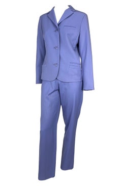 1997 Gianni Versace Couture Lavender Pinstripe Monochromatic Wool Pantsuit