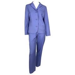 1997 Gianni Versace Couture Lavender Pinstripe Monochromatic Wool Pantsuit