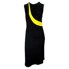 1997 Gianni Versace Knit Black Dress with Blue and Yellow Stripe 