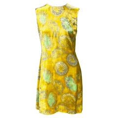 1997 Gianni Versace Yellow Velvet Dandelion Floral Dress