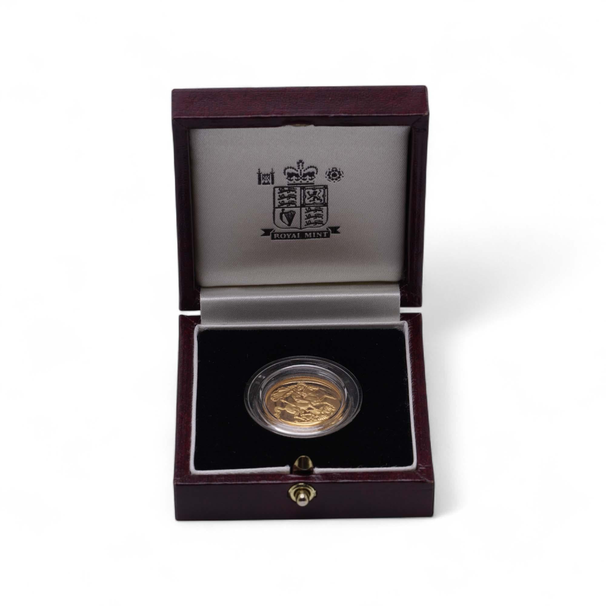 1997 Gold Proof Sovereign – Original Royal Mint Presentation Box & Certificate For Sale 2