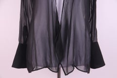 1997 Gucci by Tom Ford Black Sheer Plunge Collared Oversized Tunic Blouse