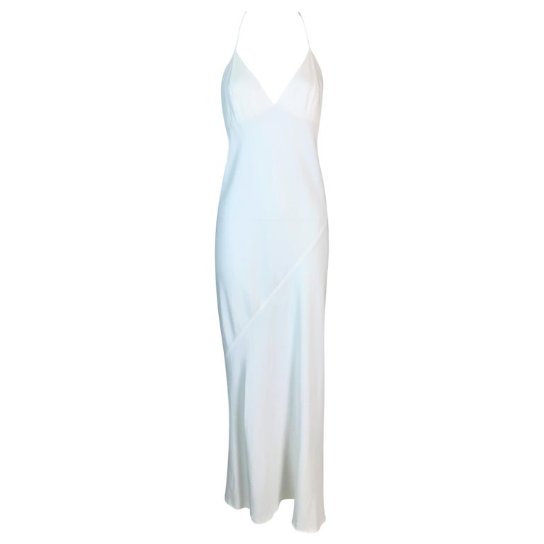 1997 Gucci by Tom Ford Ivory Twisted Seams Plunging Halter Dress at 1stDibs