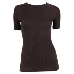 1997 Gucci by Tom Ford Top t-shirt stretch à logo, côtelé, marron