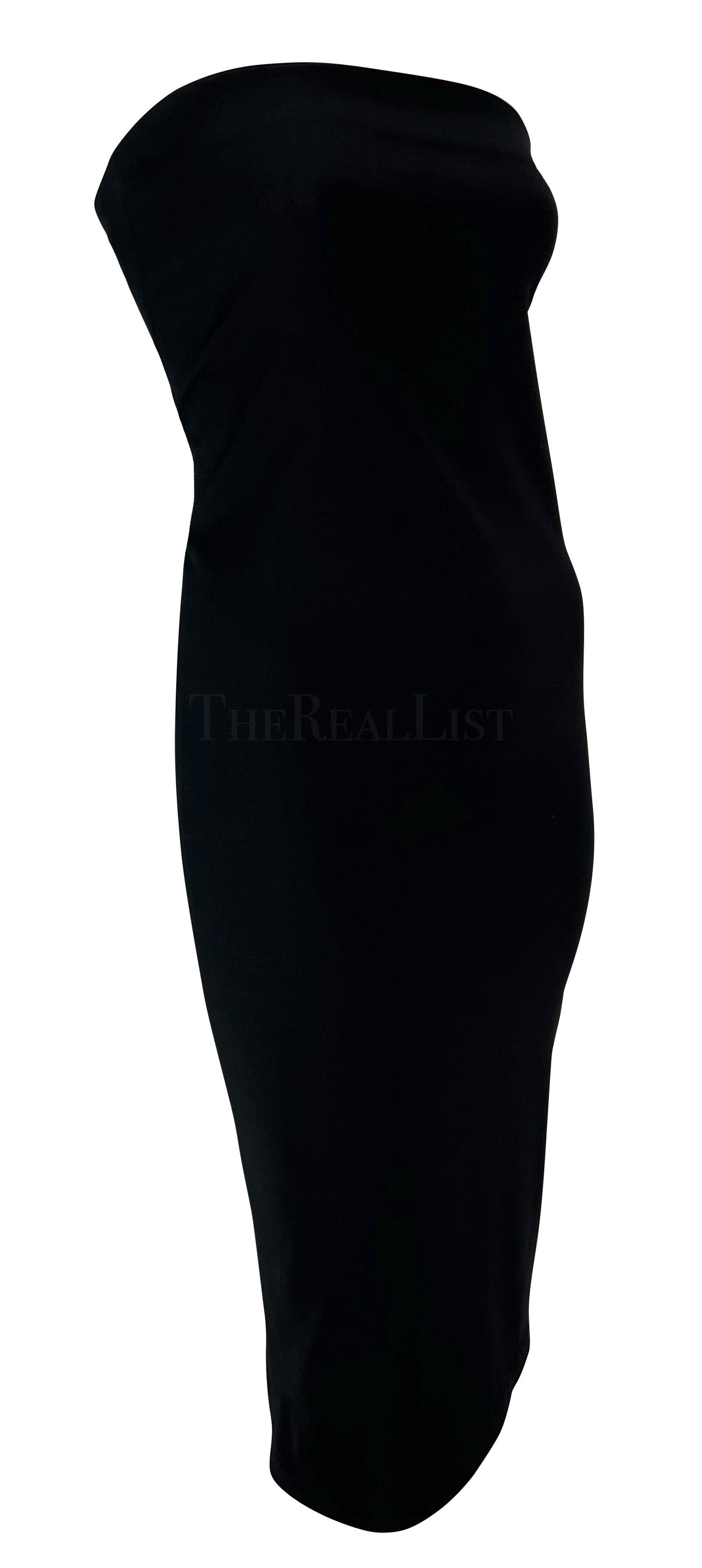 S/S 1997 Gucci by Tom Ford Runway Ad Black Strapless Bodycon Mini Dress For Sale 5