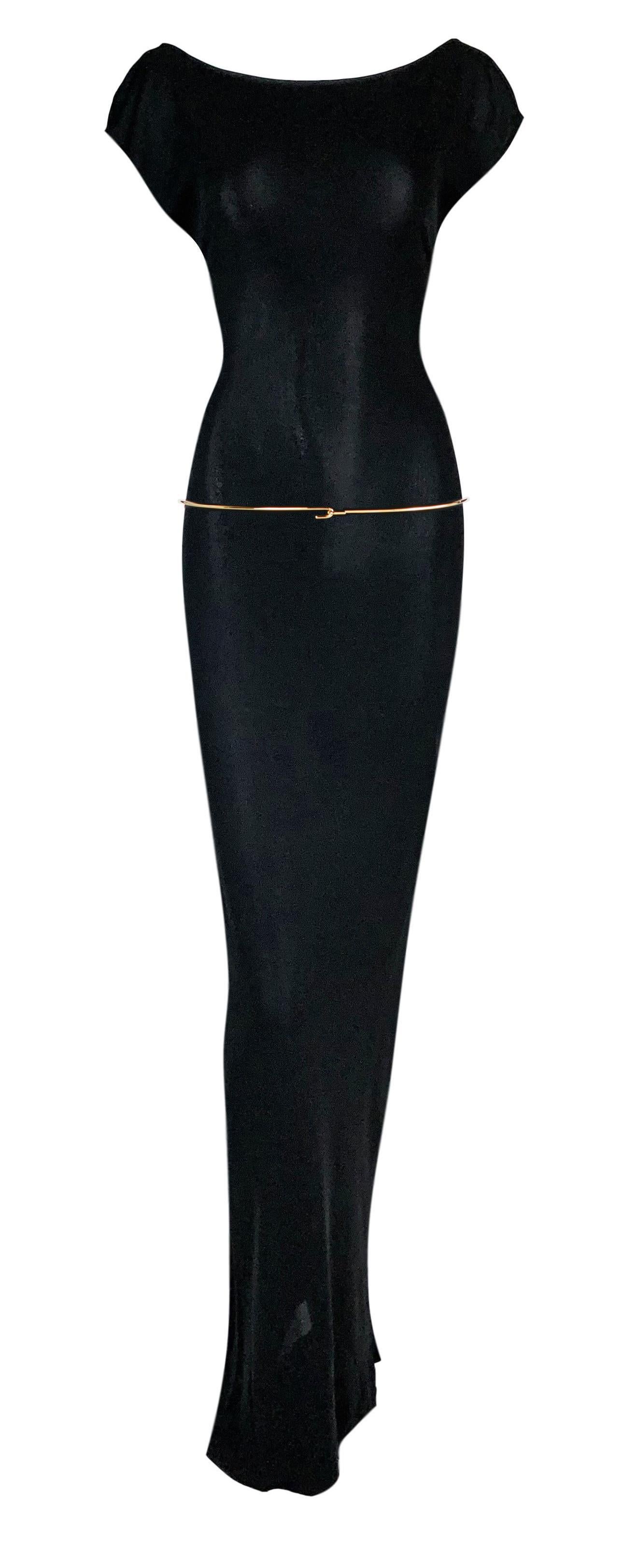 Noir 1997 Gucci by Tom Ford Semi-Sheer Black Extra Long Gown Dress en vente