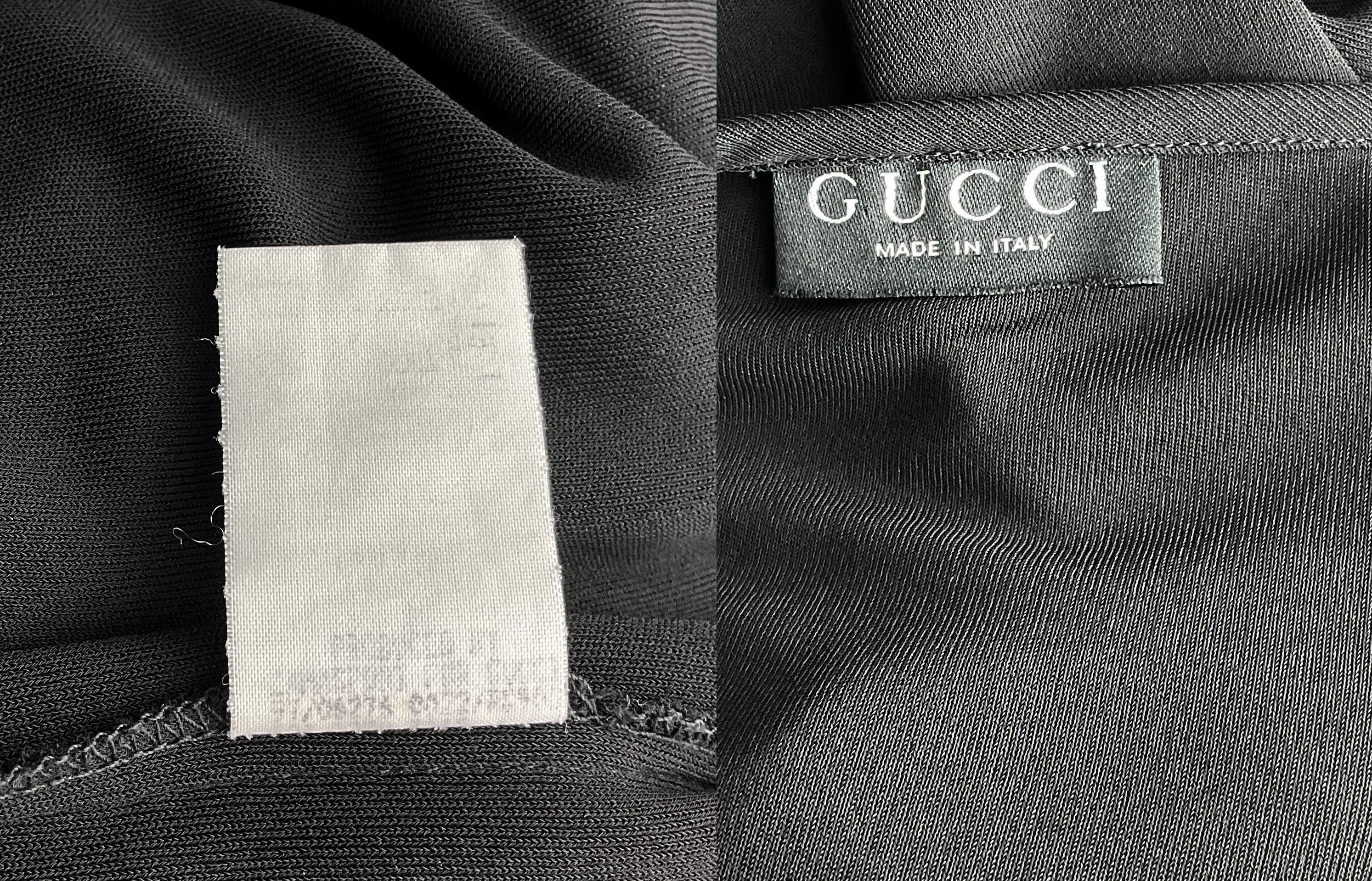 1997 Gucci by Tom Ford Semi-Sheer Black Extra Long Gown Dress Pour femmes en vente