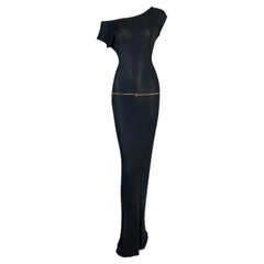 1997 Gucci by Tom Ford Semi-Sheer Black Extra Long Gown Dress