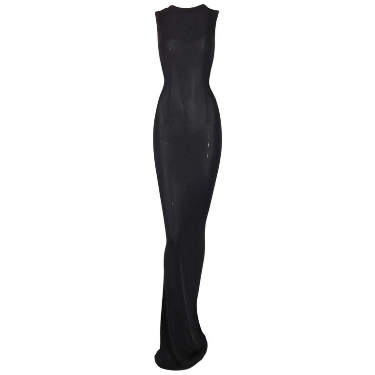 all saints black silk dress V-Neck Maxi Shapewear Dress