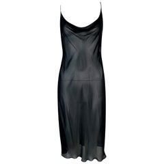 1997 Gucci by Tom Ford Sheer Black Gauze Slip Dress