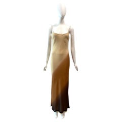 1997 Gucci by Tom Ford Durchsichtiges nudefarbenes & braunes Ombre-Slipkleid aus Seide