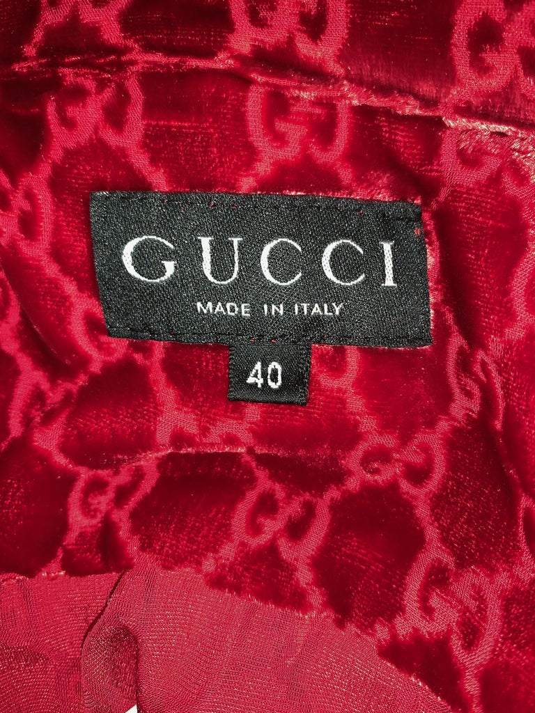 Gucci By Tom Ford Red Logo Silk Shirt