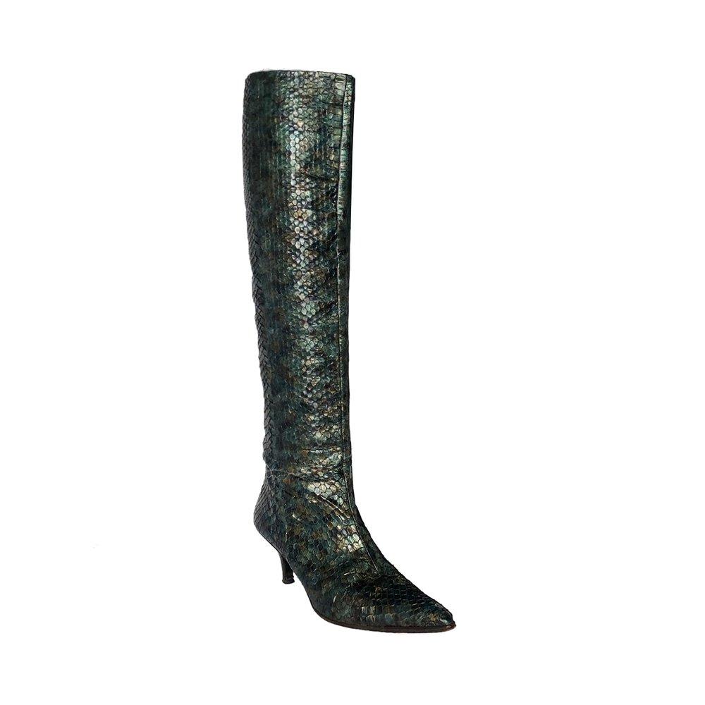 1997 Gucci Python Knee High Boots (40) In Excellent Condition In Rochester, GB