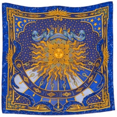 1997 Hermes Blauer Teppichschäler von Joachim Metz Seidenschal