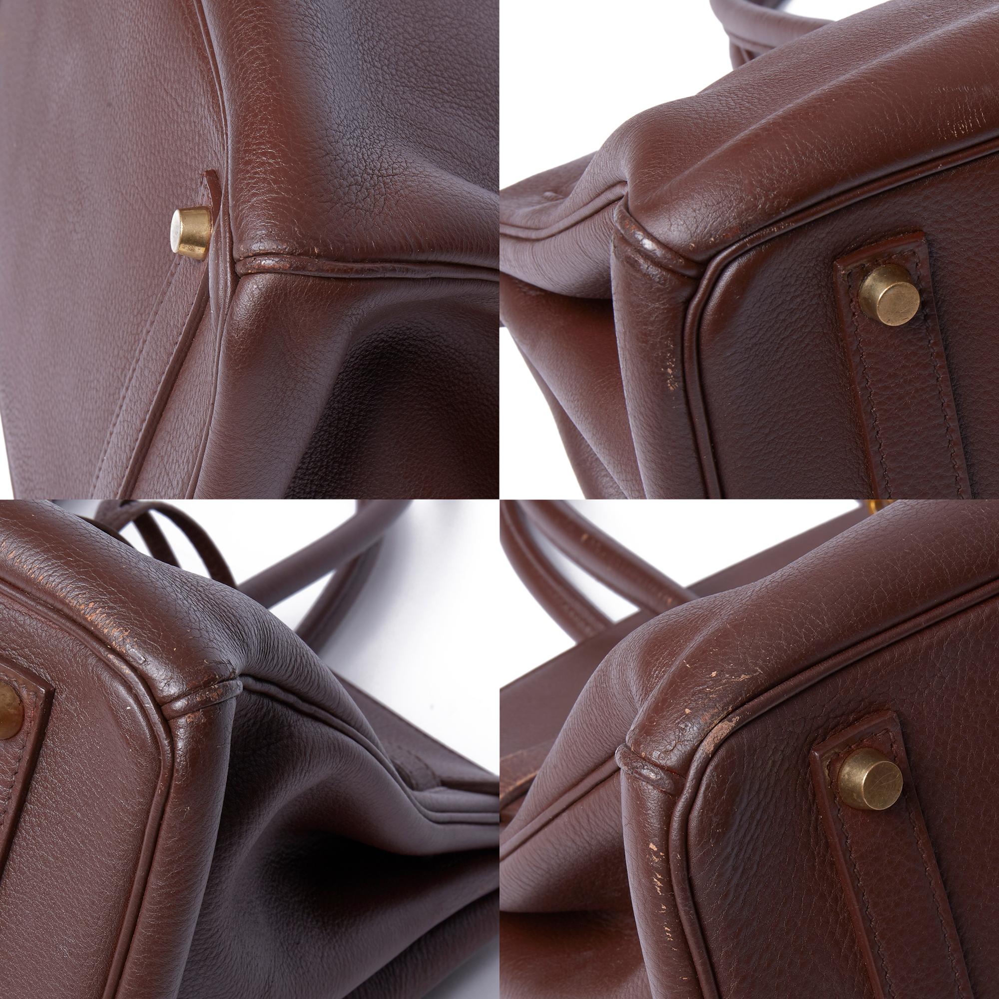1997 Hermès Chocolate Brown Evercalf Leather Vintage Birkin 35cm 9