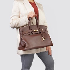 1997 Hermès Chocolate Brown Evercalf Leather Vintage Birkin 35cm
