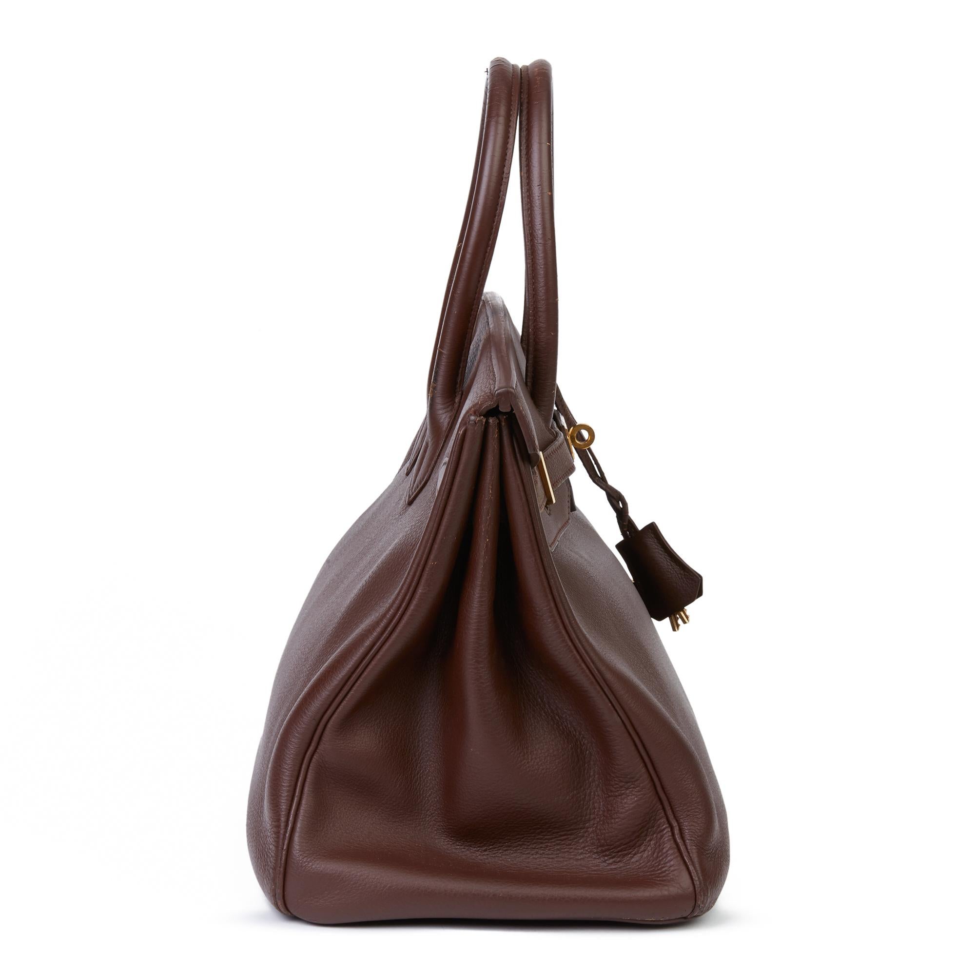 Women's 1997 Hermès Chocolate Brown Evercalf Leather Vintage Birkin 35cm