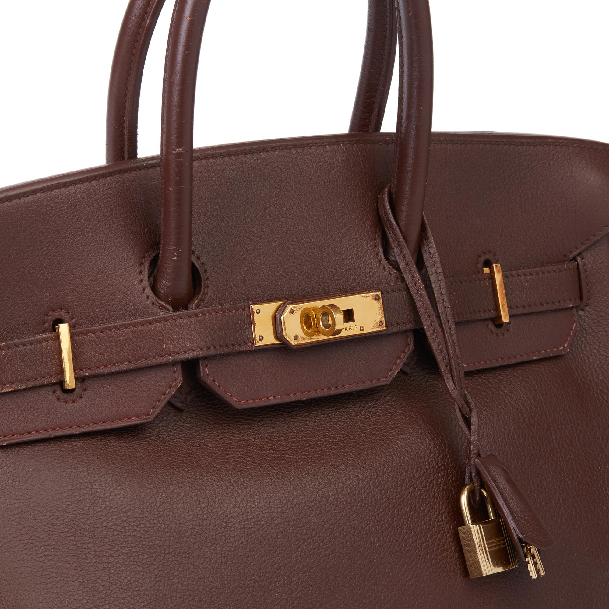 1997 Hermès Chocolate Brown Evercalf Leather Vintage Birkin 35cm 3