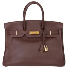 1997 Hermès Chocolate Brown Evercalf Leather Vintage Birkin 35cm