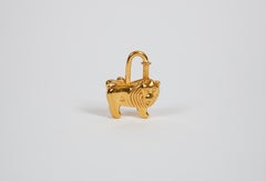 1997 Hermes Collectible Cadena Collectible Gold Lion Charm in Box