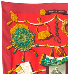 1997, Hermes Red Memoire D'Hermes by Cathy Latham Silk Scarf