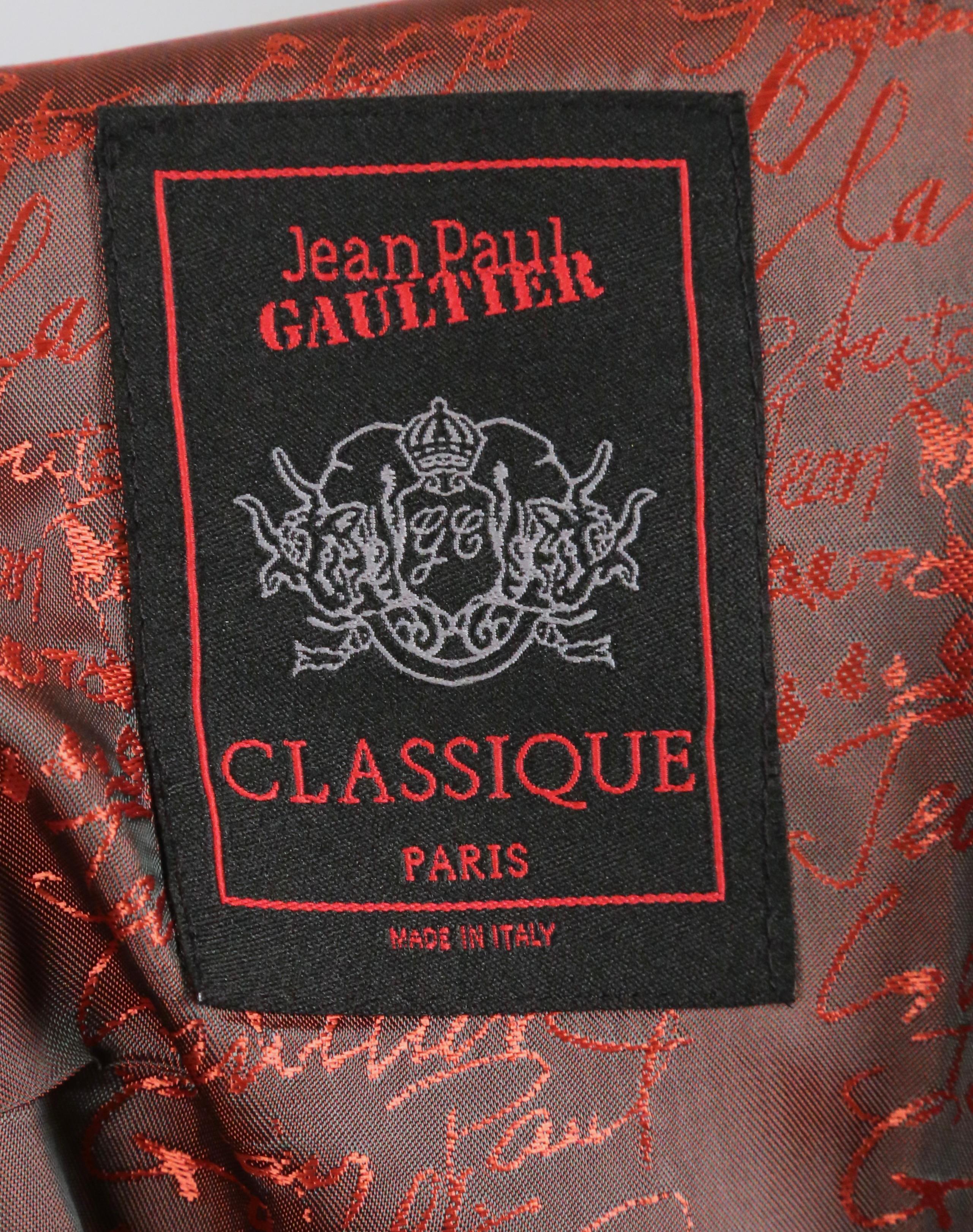 1994 Jean Paul Gaultier Jeans maxi cappotto da passerella con chiusura ad alamari e maniche a sbalzo 6