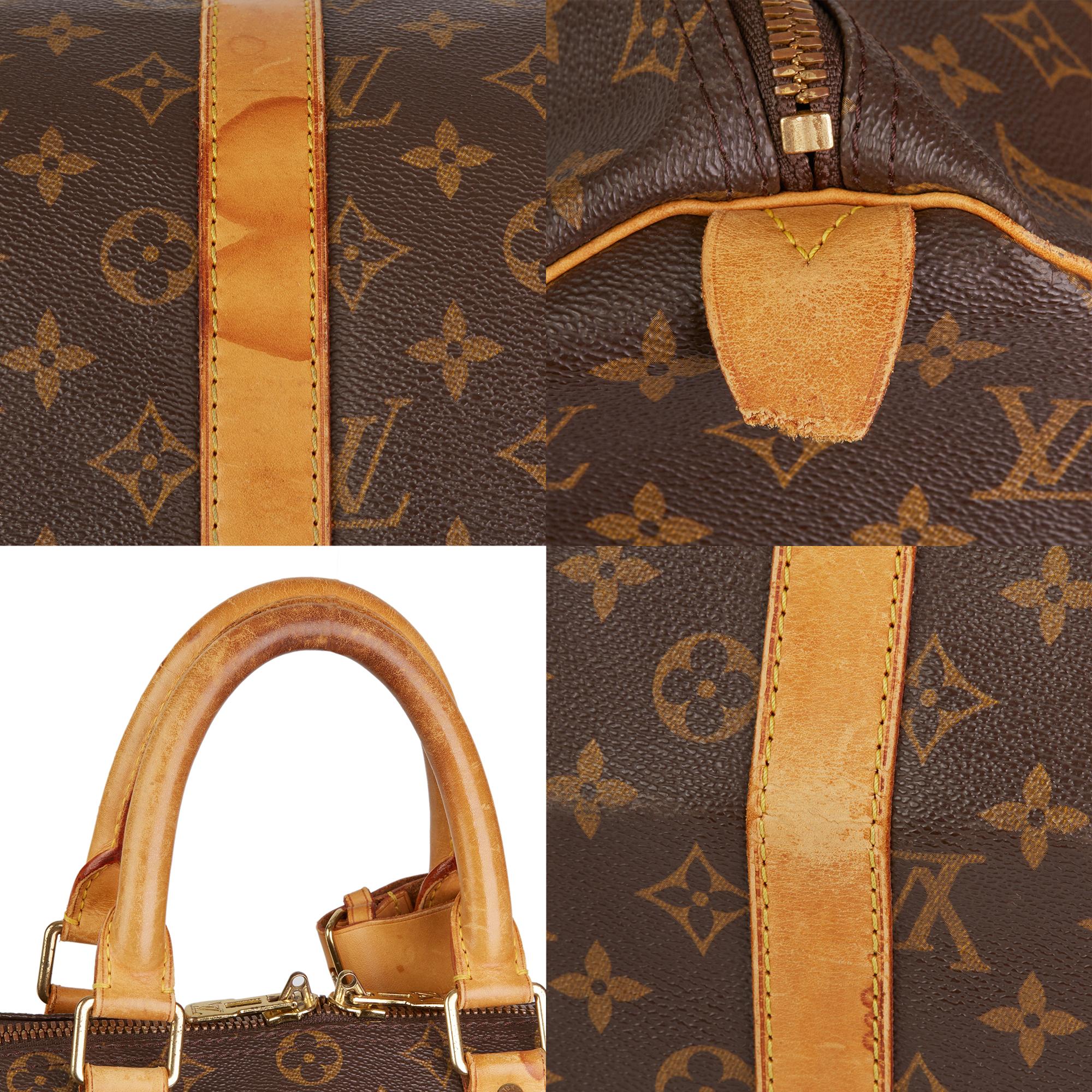 1997 Louis Vuitton Brown Monogram Coated Canvas, Leather Vintage Keepall 45 7