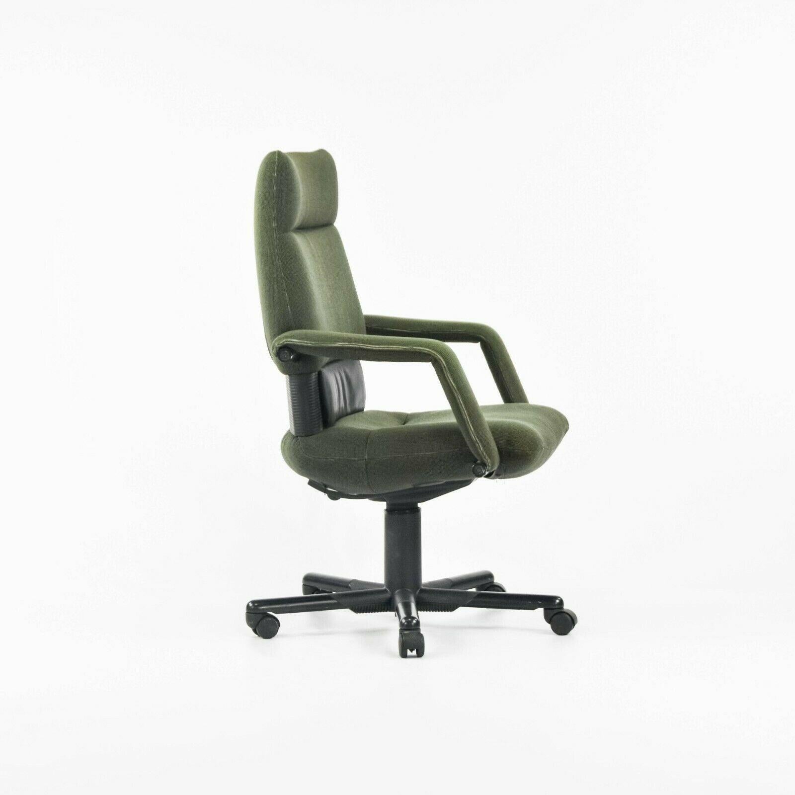 Swiss 1997 Mario Bellini Vitra Figura Post Modern High Back Desk Chair in Green Fabric For Sale