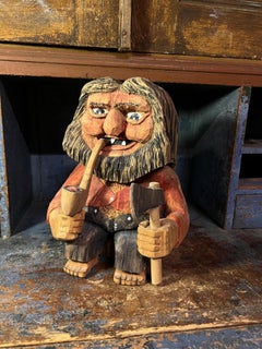 1997 "Old Man/Troll With Pipe and Axe" Sculpture, Norway