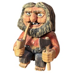 1997 "Old Man/Troll With Pipe and Axe" Sculpture, Norway