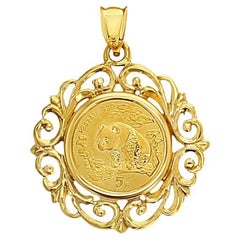1997 Panda Coin 1/20OZ Gold Necklace with 14k Yellow Gold Bezel