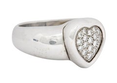 1997 Piaget 0.36 Carat Pave Diamond 18 Karat White Gold Heart Ring