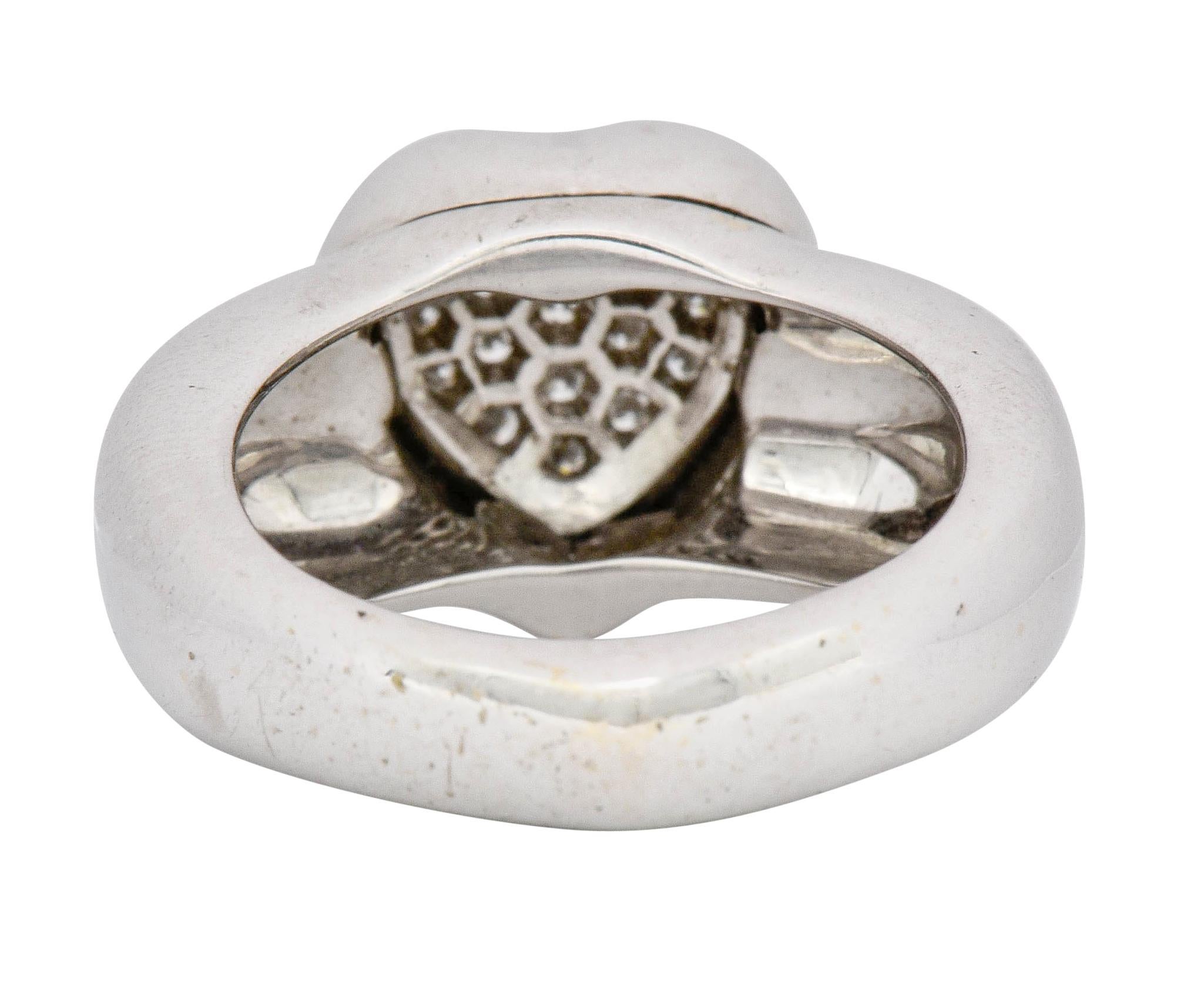 Contemporary 1997 Piaget 0.36 Carat Pave Diamond 18 Karat White Gold Heart Ring
