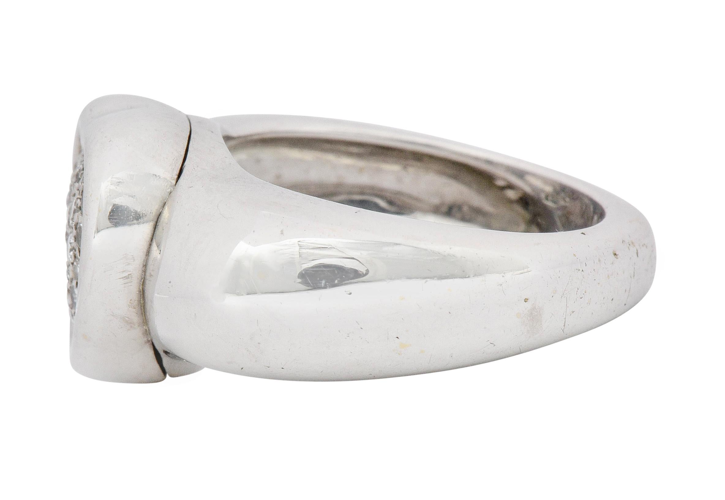 Round Cut 1997 Piaget 0.36 Carat Pave Diamond 18 Karat White Gold Heart Ring