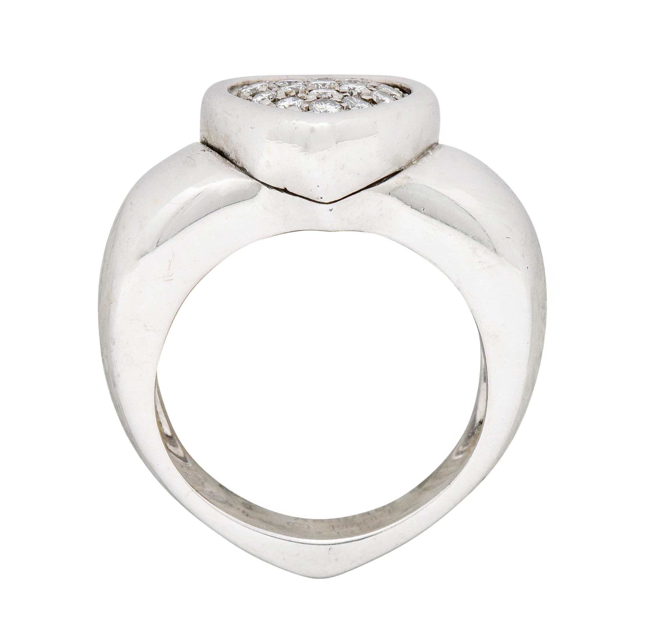 1997 Piaget 0.36 Carat Pave Diamond 18 Karat White Gold Heart Ring 1
