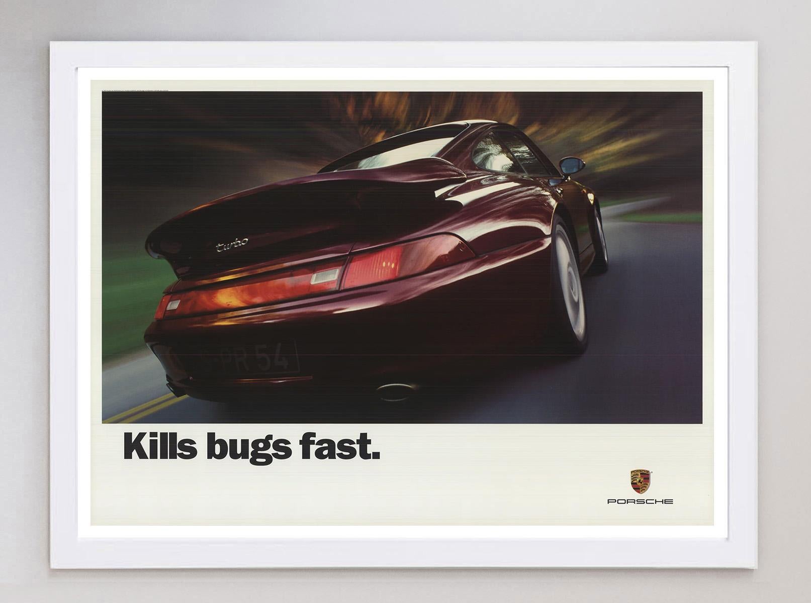 1997 Porsche 911 Turbo - Kills Bugs Fast Original Vintage Poster In Good Condition In Winchester, GB