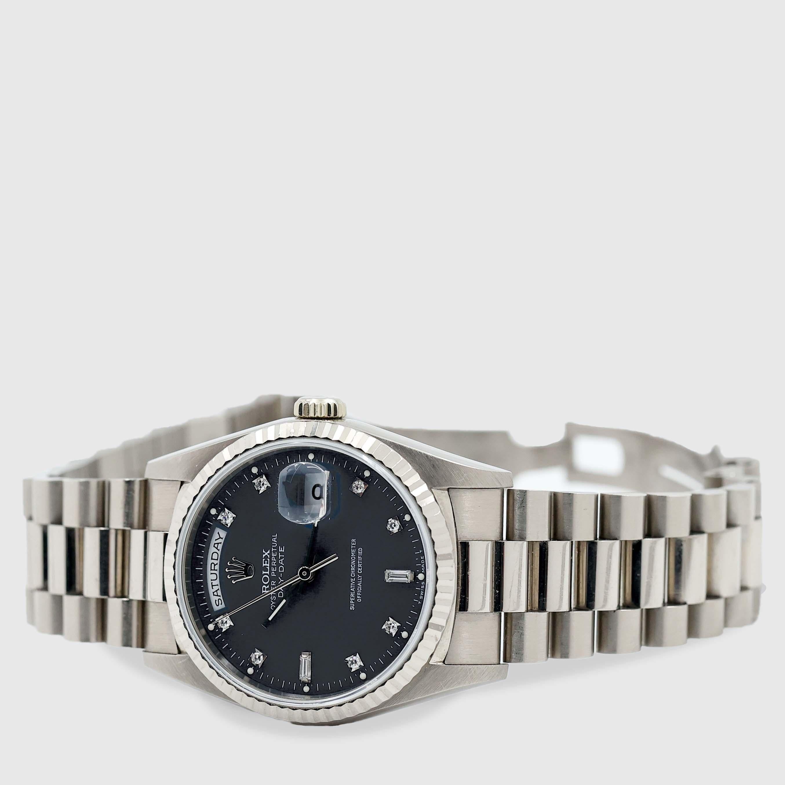 1997 Rolex Day Date Petroleum Quadrante Blu Ref. 18239 (con documenti) in vendita 3