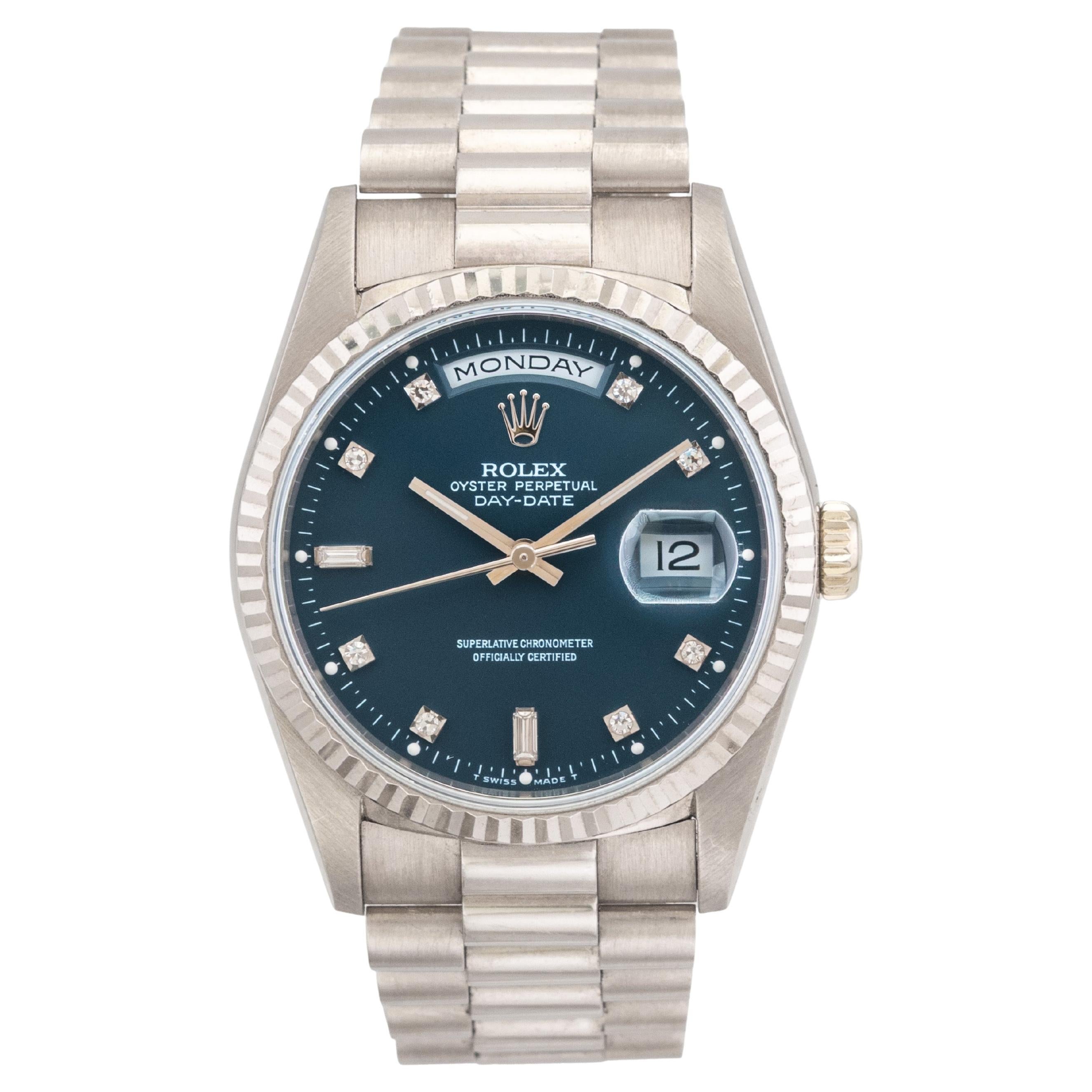 1997 Rolex Day Date Petroleum Quadrante Blu Ref. 18239 (con documenti) in vendita