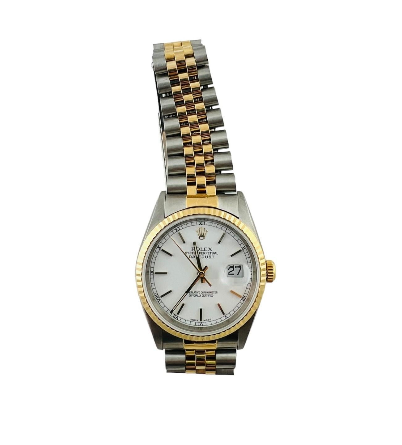 1997 Rolex Men's Watch 16233 Steel 18K Yellow Gold 36mm #16650 In Good Condition In Washington Depot, CT