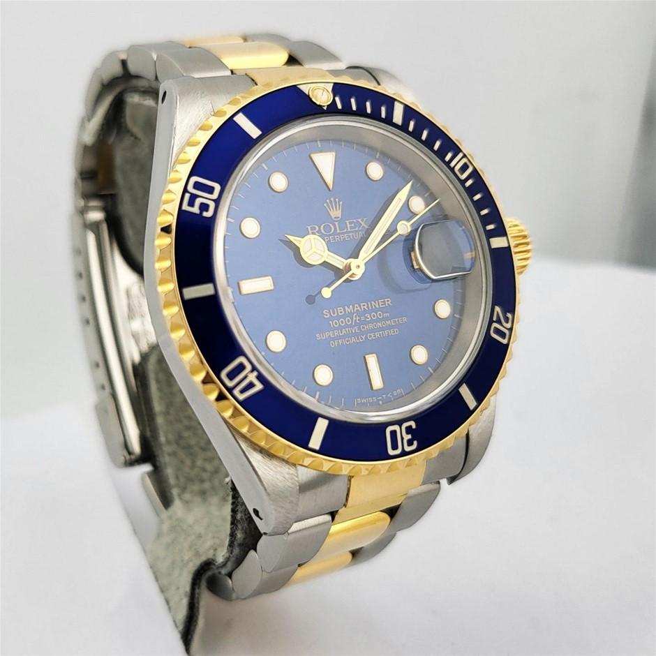 The 1997 Rolex Submariner 16613 in stainless steel and 18k yellow gold is one of the most iconic two-tone sports watches ever produced. Known affectionately by collectors as the “Bluesy,” this reference combines robust professional-grade engineering