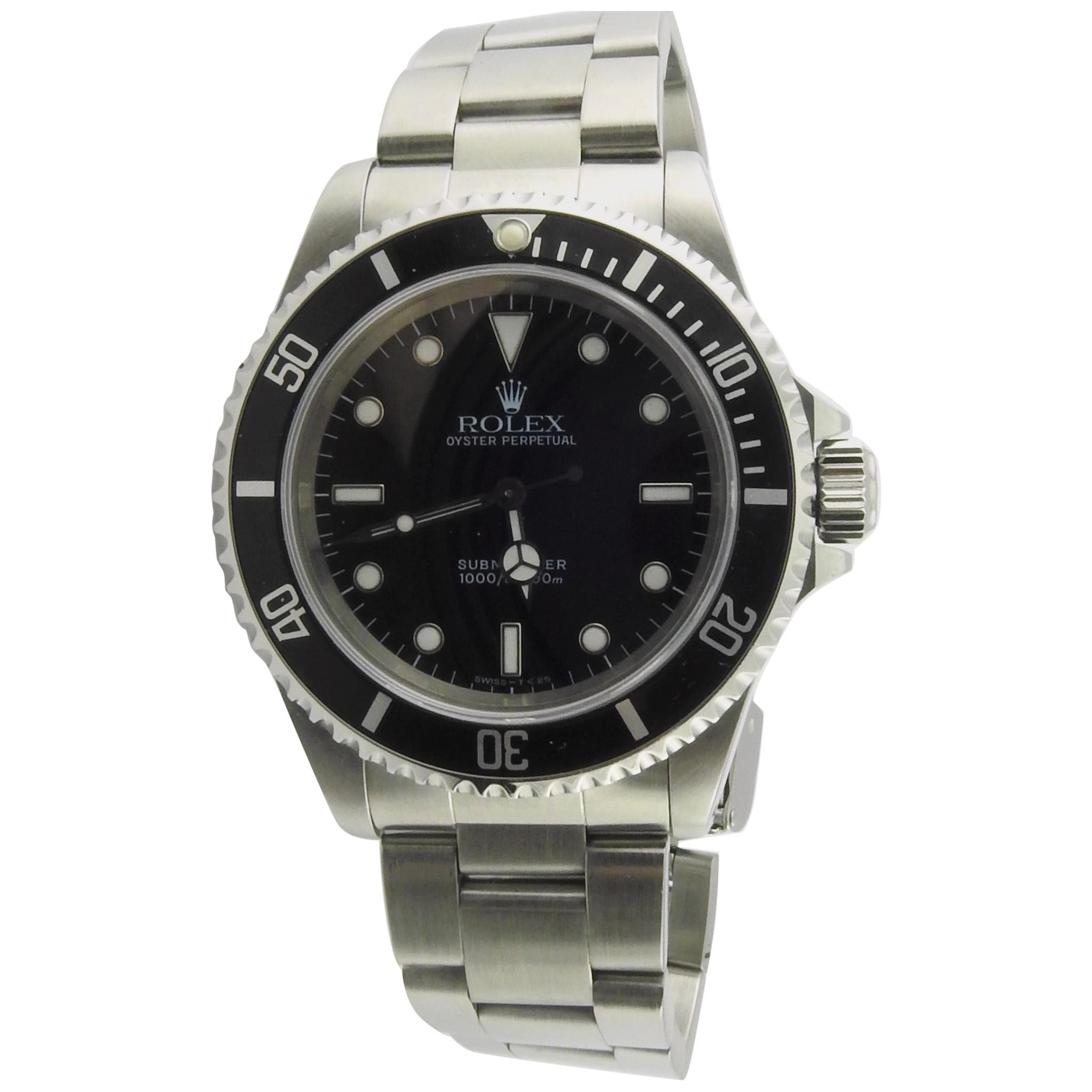 1997 Rolex Submariner Men's Watch 14060A Black Dial Black Bezel Box and Papers