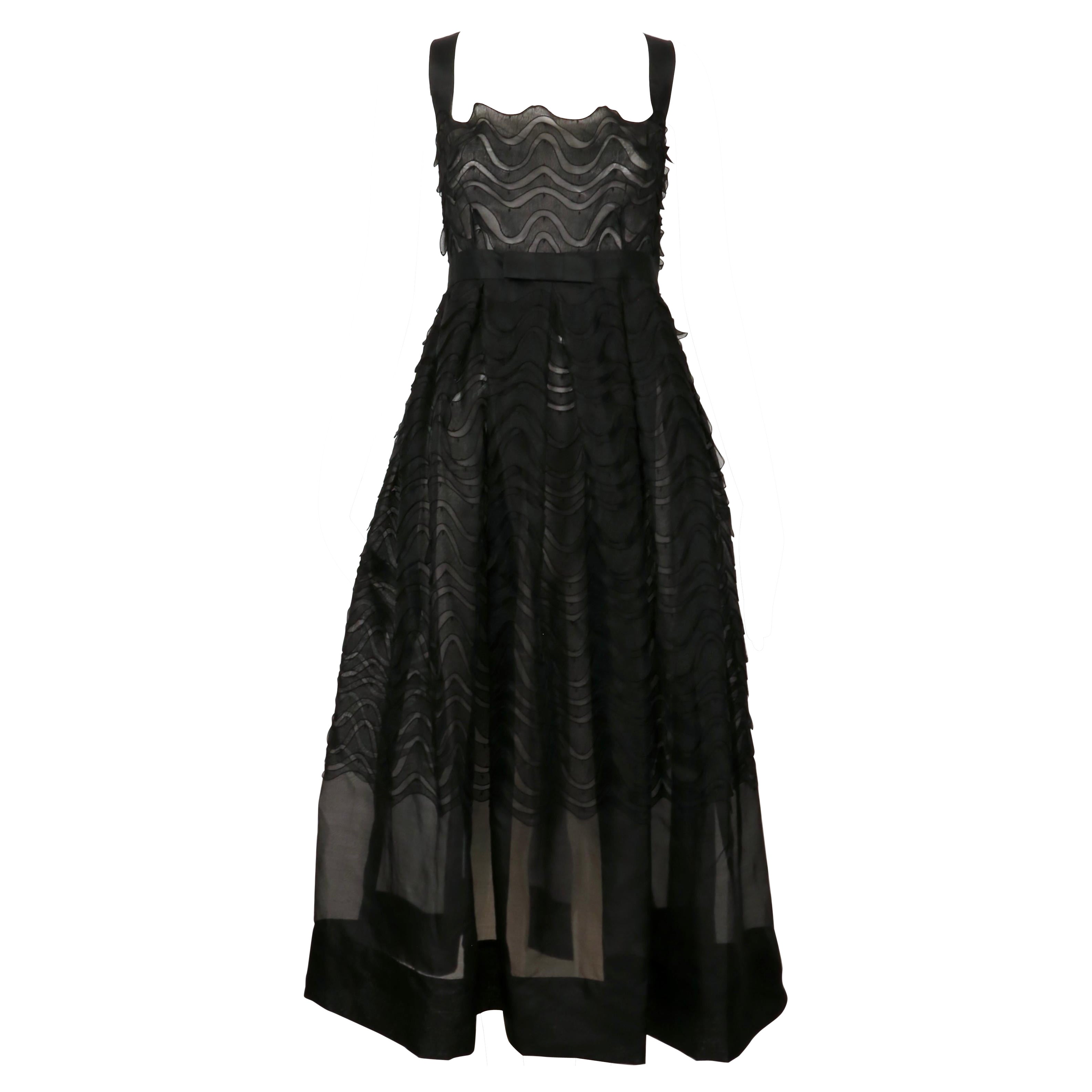 1997 Romeo Gigli semi-sheer black organza runway dress